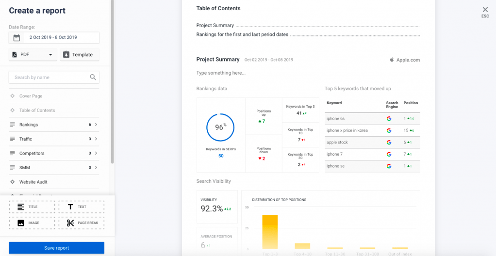SEO Reporting - SE Ranking